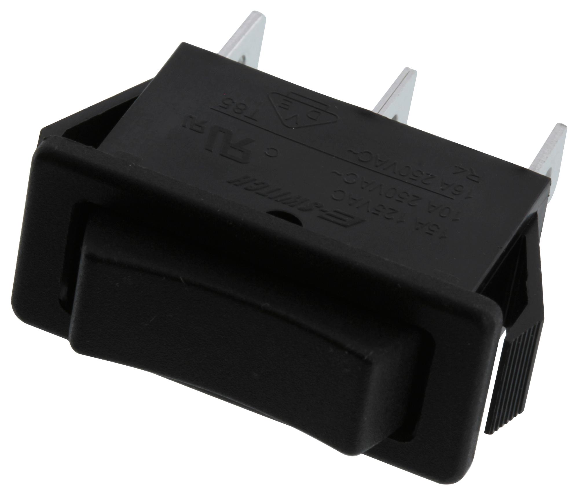 E-Switch R4Gblkblkef0. Rocker Switch, Spdt, 15A, 125Vac, Black