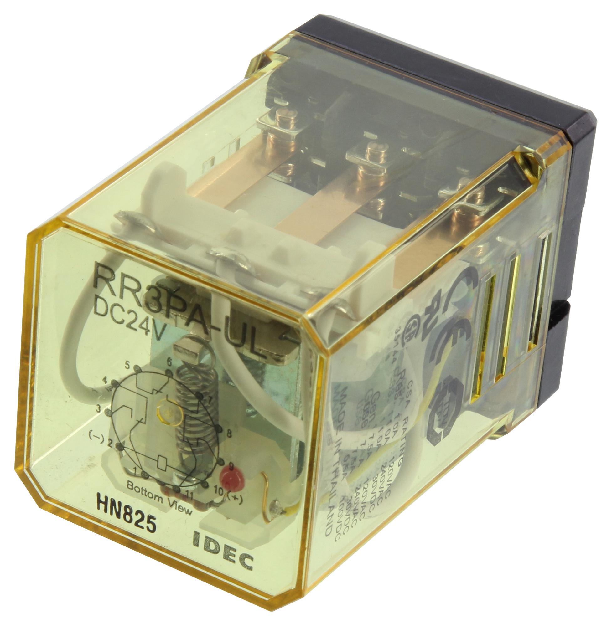 Idec Rr3Pa-Uldc24V Relay, 3Pdt, 120Vac, 30Vdc, 10A