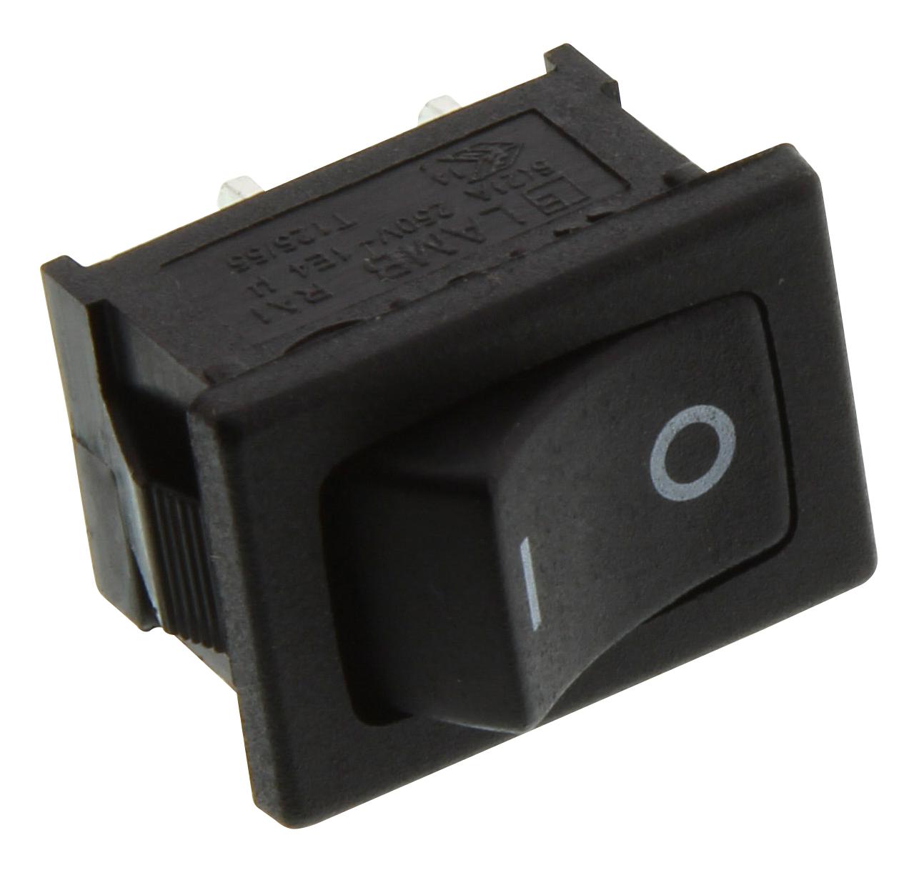 E-Switch Ra1113112R. Rocker Switch, Spst, Black, Panel