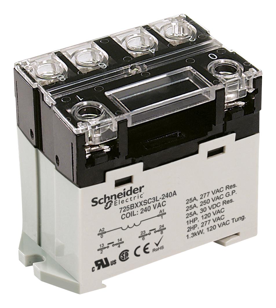 Schneider Electric/legacy Relay 725Axxsc3Ml-24D Power Relay, 24Vdc, 30A, Spst-No, Panel