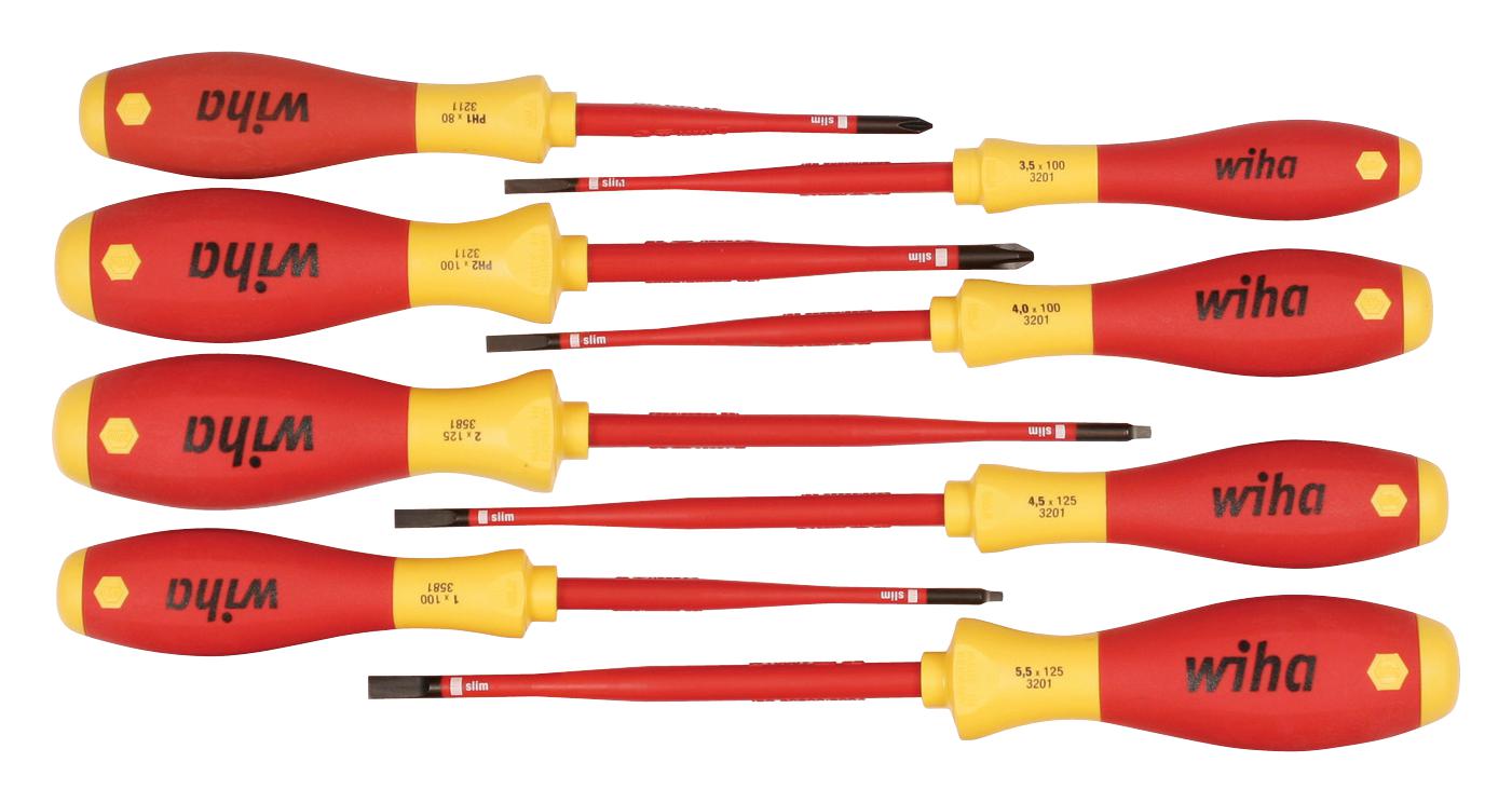 Wiha 32197 Insulated Slimline Screwdriver Set, 8Pc