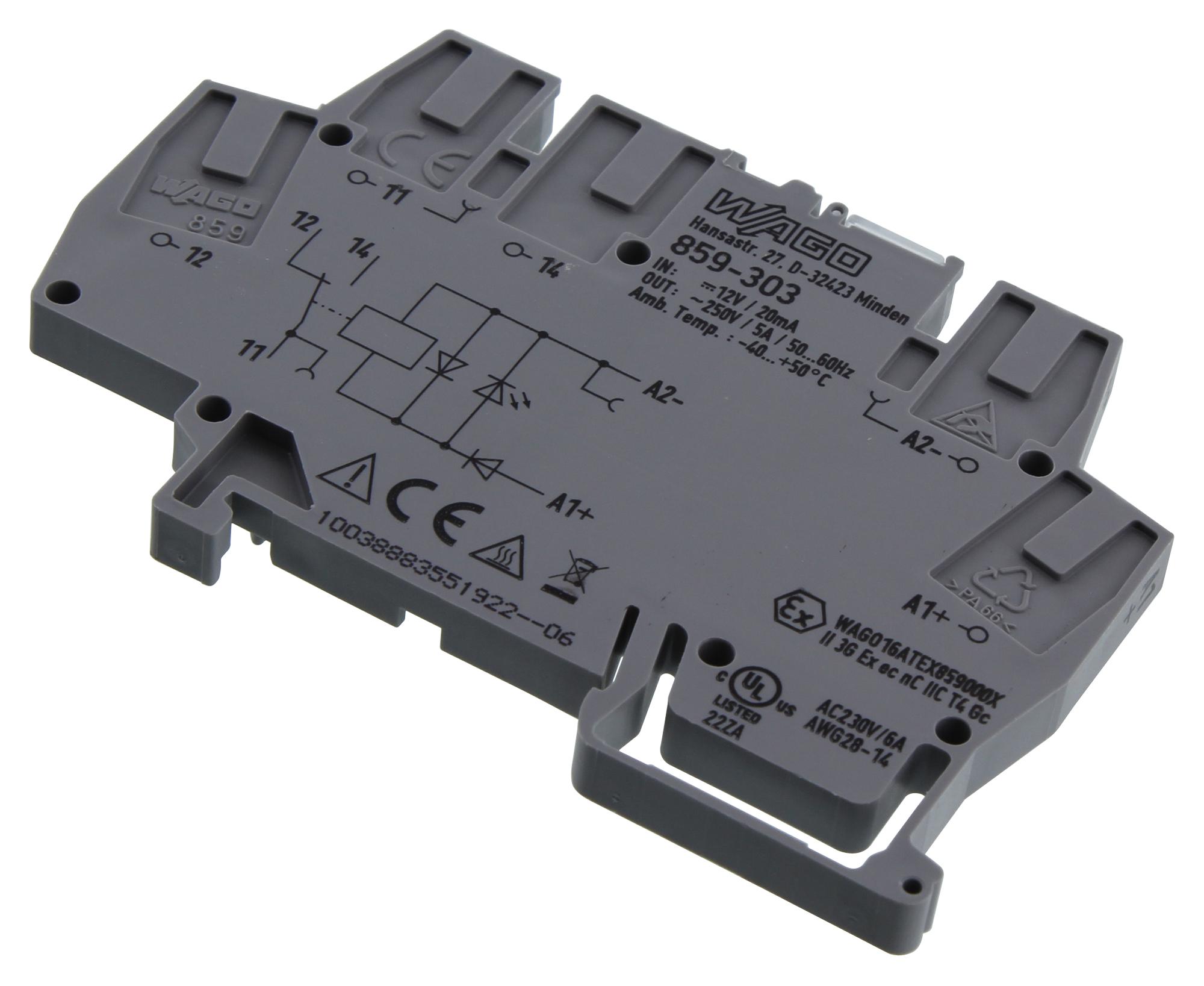 Wago 859-303 Relay, Spst, 250Vac, 5A