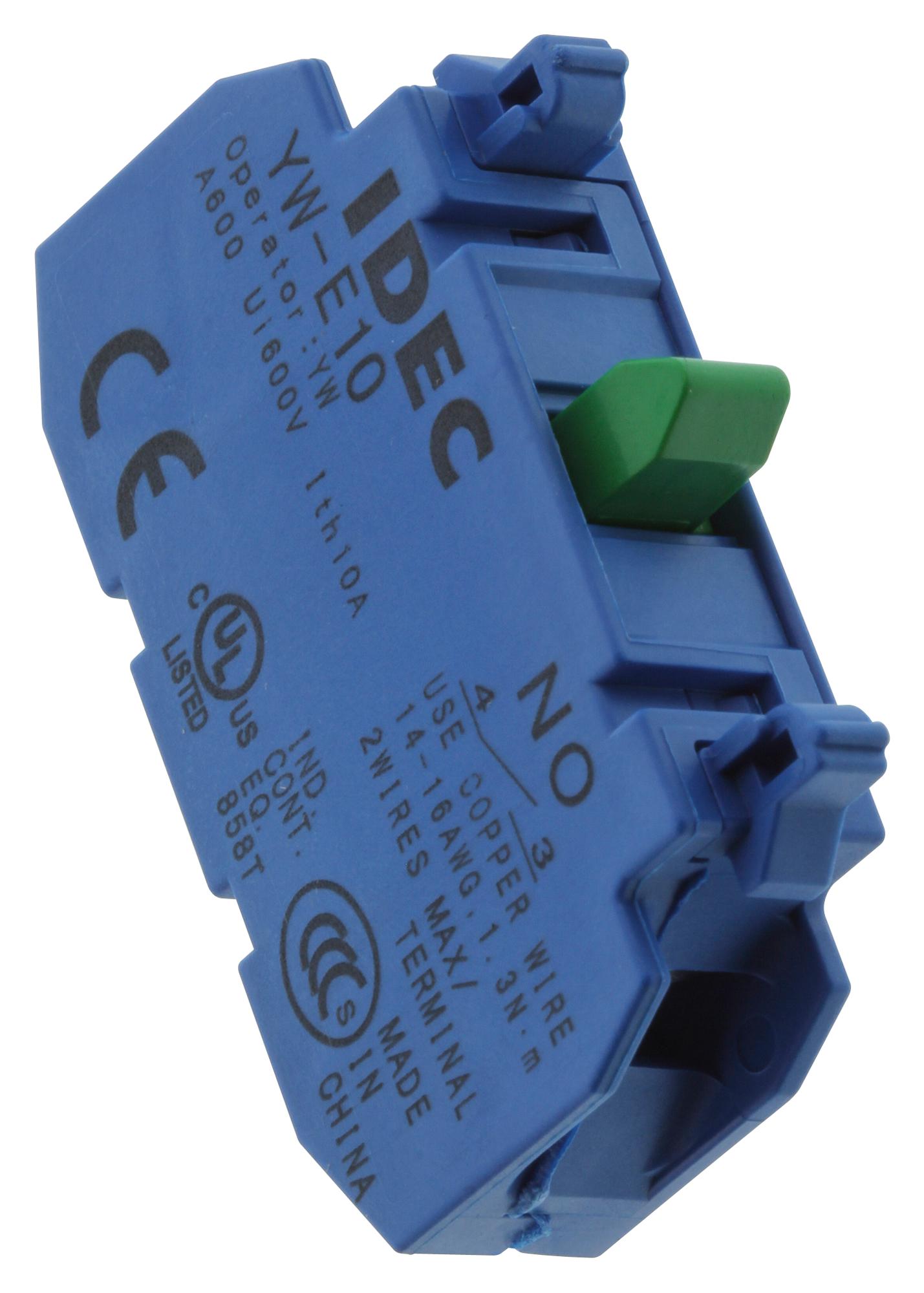 Idec Ywe10 Contact Block, Spst-No, 10A, 120V, Screw