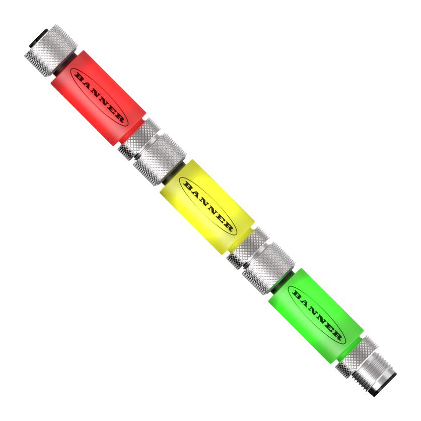 Banner Engineering Tl15Gyrq Signal Tower, 3 Stack, 24Vdc, Qc