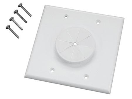 Midlite Products 2Gwh-Gr2 Double Gang Wireport Cable Pass Through Wall Plate With Grommet - White