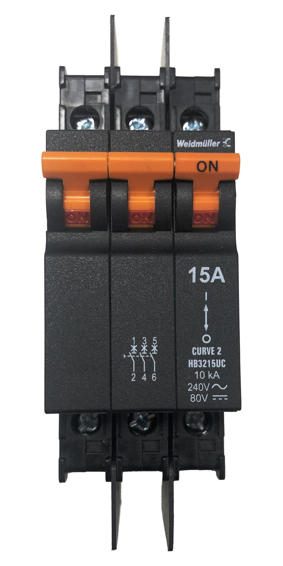 Weidmuller 2822400000 Hydraulic Mcb, 3 P, 10A, 240V, Din Rail