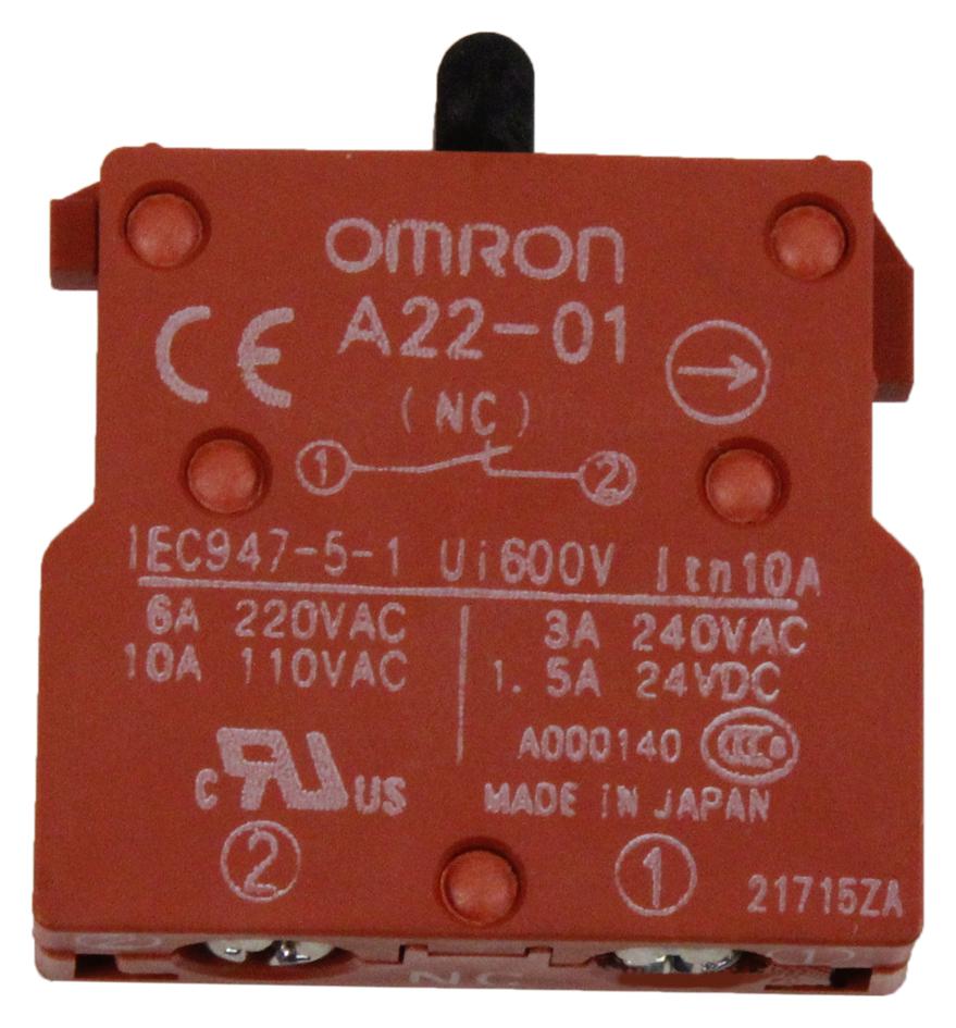 Omron Industrial Automation A22-01 Switch Block, Spst-Nc, 1Pole