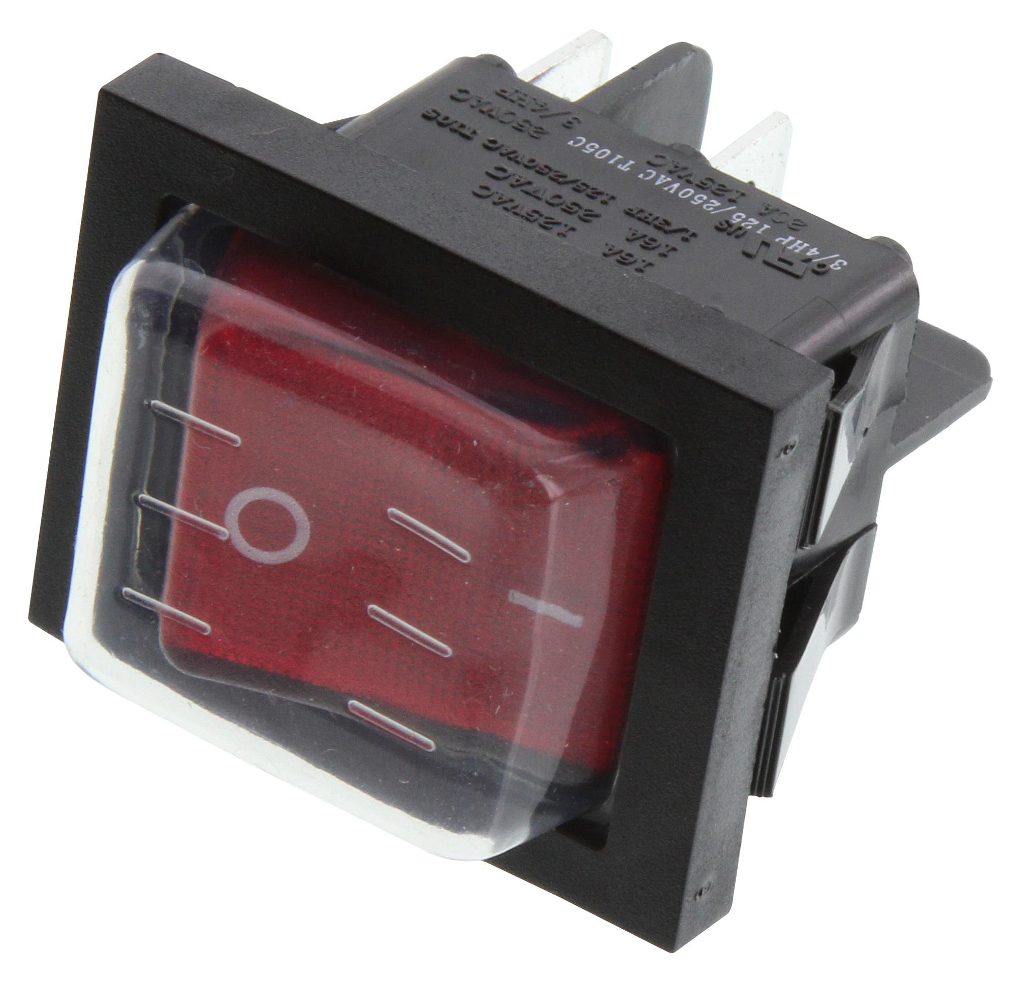 E-Switch Rb242D1021-117/acc-F02-1. Rocker Switch, Dpst, 20A, 125Vac, Panel