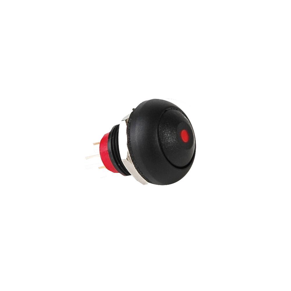 Philmore 30-12638 Pushbutton Sw, Miniature, Spst, Blk/red