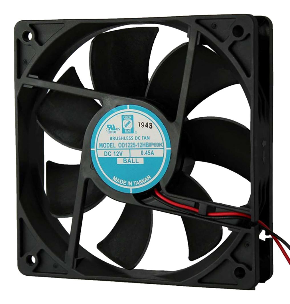 Orion Fans Od1225-24Hbip69K. Dc Axial Fan, Ball, 120Cfm, 0.32A, 24V