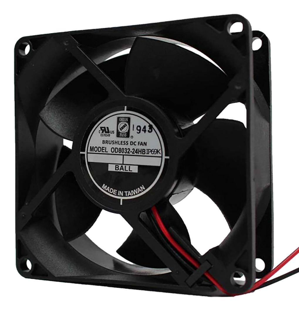 Orion Fans Od8032-12Hbip69K Dc Axial Fan, Ball, 77Cfm, 0.65A, 12V