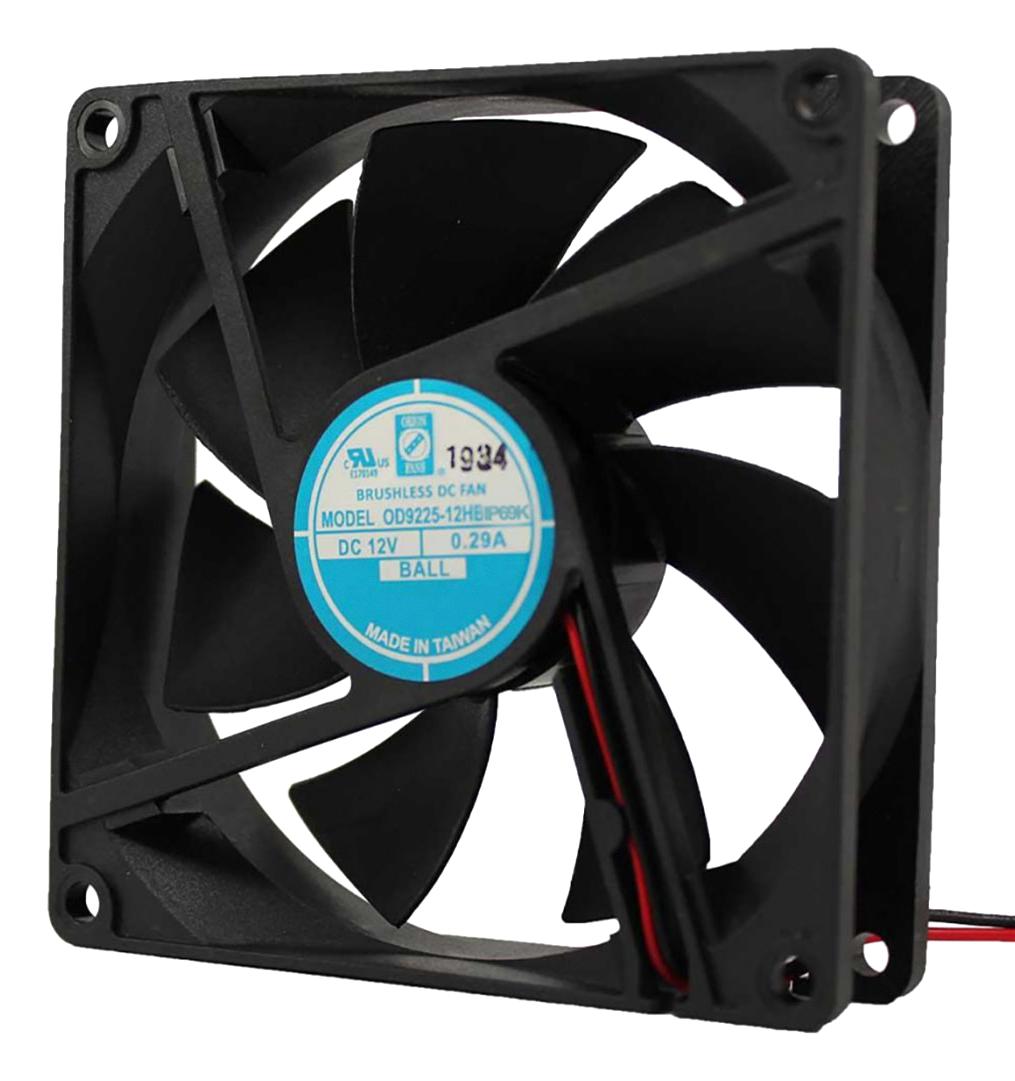 Orion Fans Od9225-12Hbip69K Dc Axial Fan, Ball, 50Cfm, 0.29A, 12V