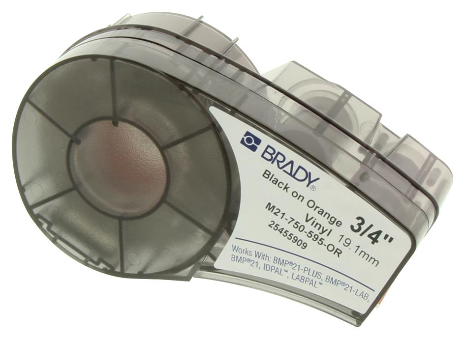 Brady M21-750-595-Or. Labeling Tape, 0.75Inx21Ft, Black/orange