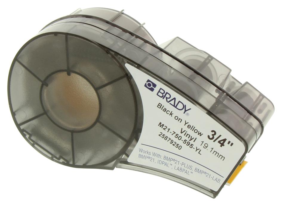 Brady M21-750-595-Yl. Labeling Tape, 0.75Inx21Ft Black/yellow