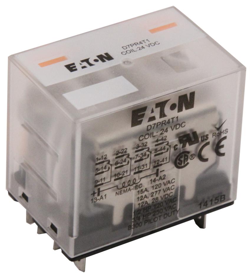 Eaton Cutler Hammer D7Pr4T1 Relay, 4Pdt, 120Vac, 15A, Socket