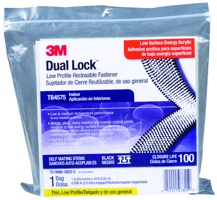 3M Tb4575 Dual Lock Reclosable Fastener, Black, 25.4Mm