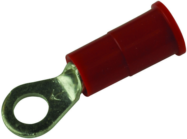 3M 94725 Terminal, Ring Tongue, #6, Crimp, Red