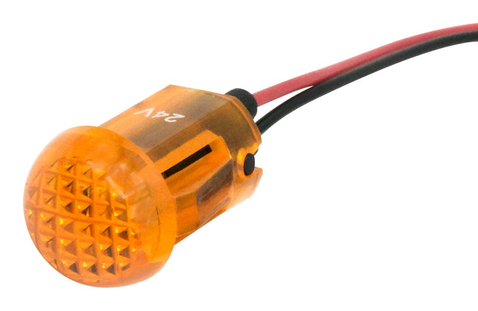 Dialight 655-2304-103F Panel Indicator, Yellow, 24V, Wire Lead