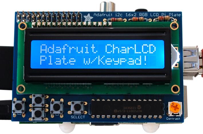 Adafruit 1115 Blue & White 16X2 Lcd + Keypad Kit, Raspberry Pi