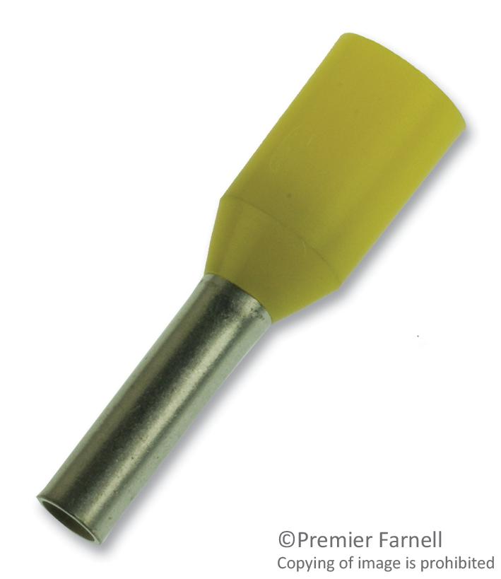 Weidmuller 0409700000 Terminal, Ferrule, 17Awg, Crimp, Yellow