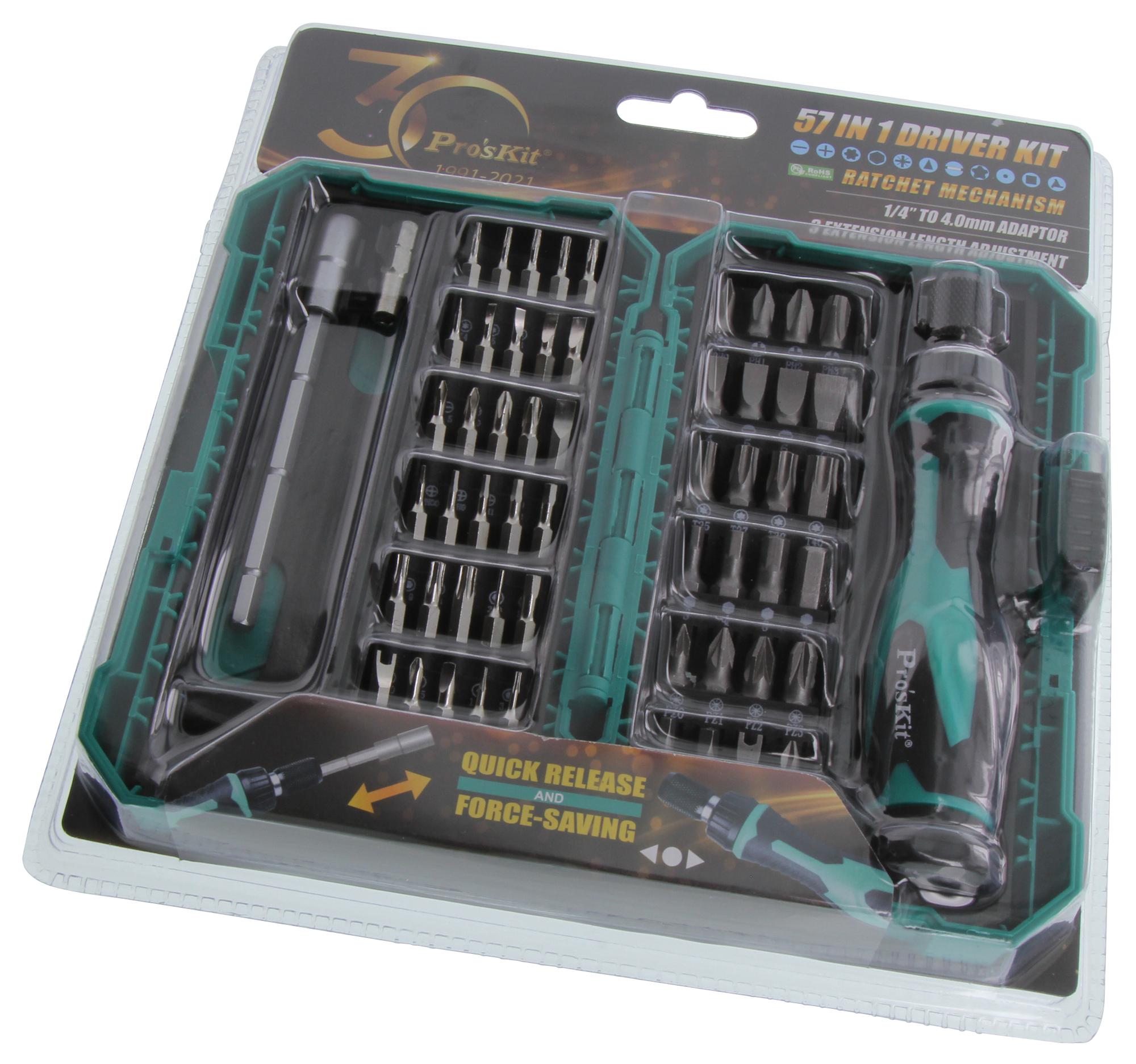 Pro's Kit Sd-9857M Screwdriver W/bit, 57Pc