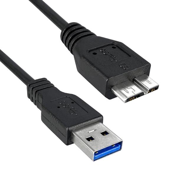 Qualtek Electronics 3023017-02M Usb Cable, 3.0 Plug A-Micro B, 2M, Blk