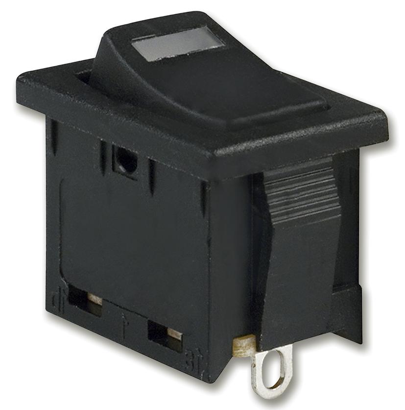 E-Switch R1966Ablkblkesred. Switch, Rocker, Spst, 15A, 125Vac, Black