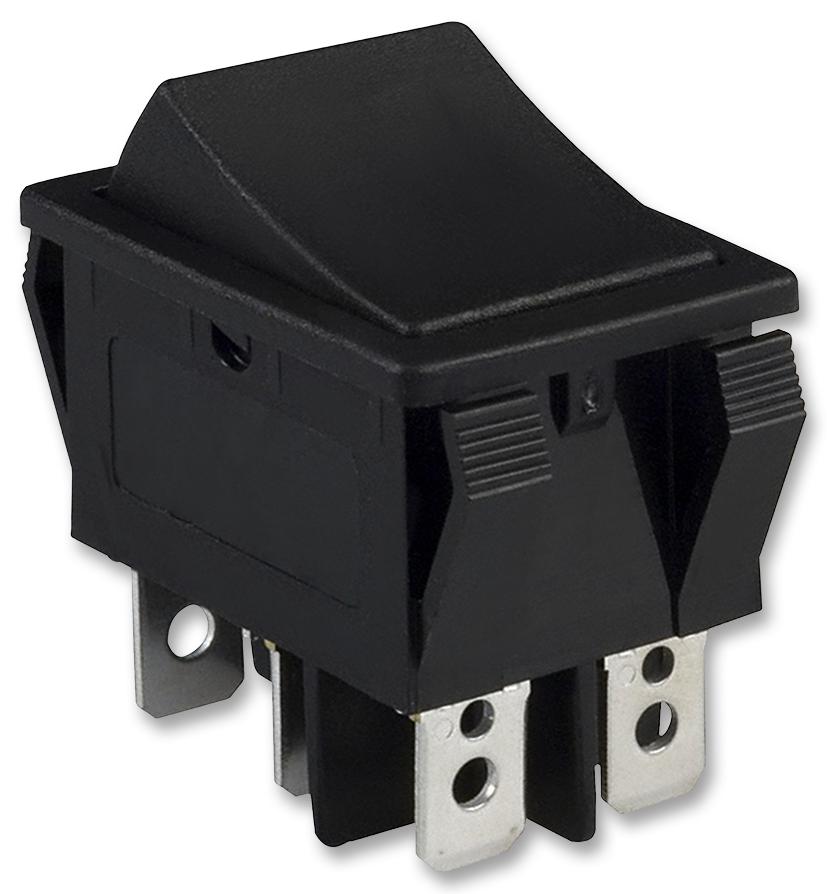 E-Switch R5Cblkblkef0.. Switch, Rocker, Dpdt, 20A, 125Vac, Black