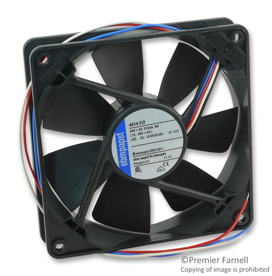 Ebm-Papst 4414F/2 Fan, Axial, 119Mm X 119Mm X 25Mm, 24Vdc