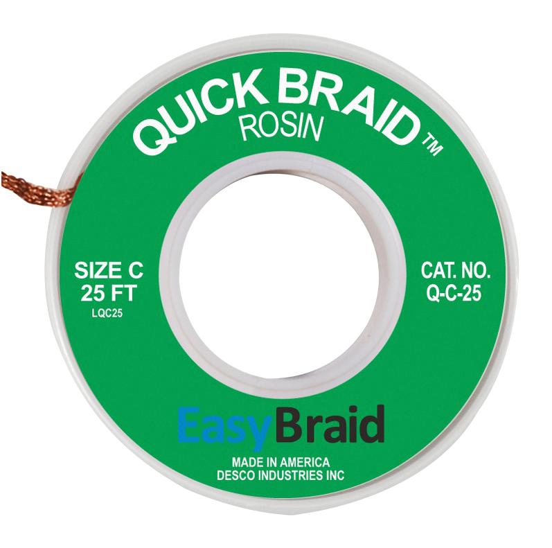 Easybraid Q-C-25 Desoldering Braid, 0.075 X 25Ft, Green