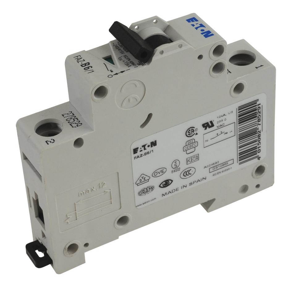 Eaton Moeller Faz-B6/1-Sp Circuit Breaker, Thermal Magnetic, 1P, 6A