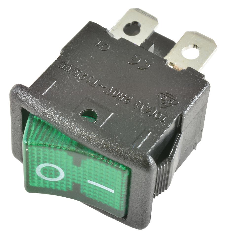 Zf Lra32H2Fbgln Switch, Rocker, Dpst, 10A, 250V, Green