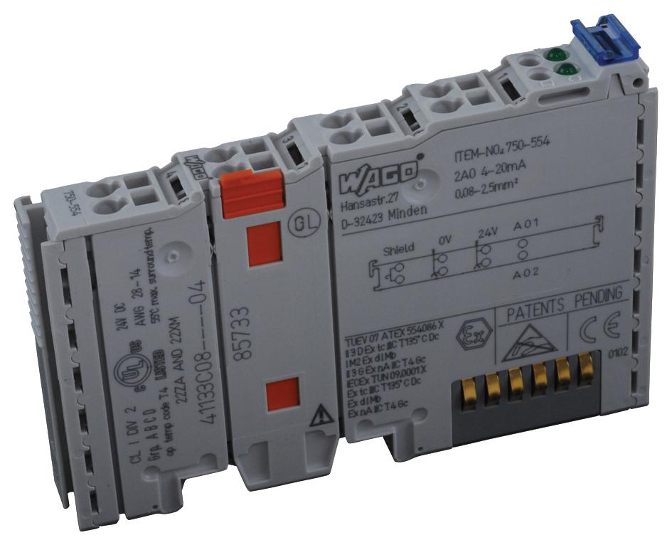 Wago 750-554 I/o Module, 2 Channel Analog Out, 70Ma