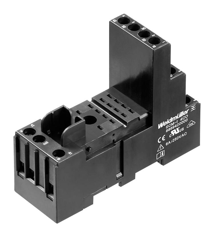 Weidmuller 8869420000 Relay Socket, 14P, 6A, 250Vac, Din Rail