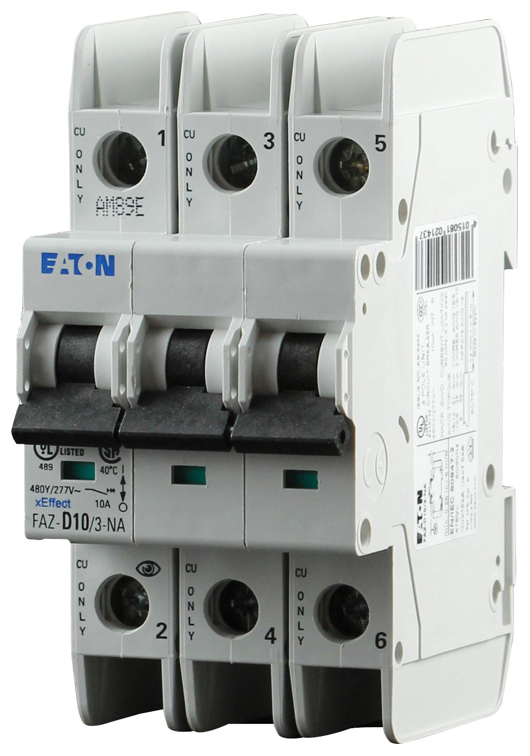 Eaton Cutler Hammer Faz-D15/3-Na Circuit Breaker, Thermal Magnetic, 3P, 15A