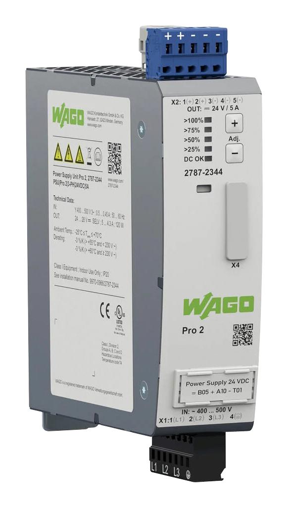 Wago 2787-2344 Power Supply, Ac-Dc, 24V, 5A