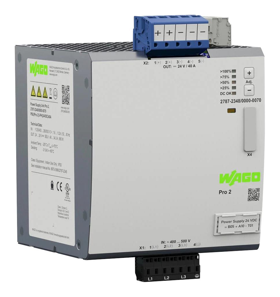 Wago 2787-2348/000-070 Power Supply, Ac-Dc, 24V, 40A