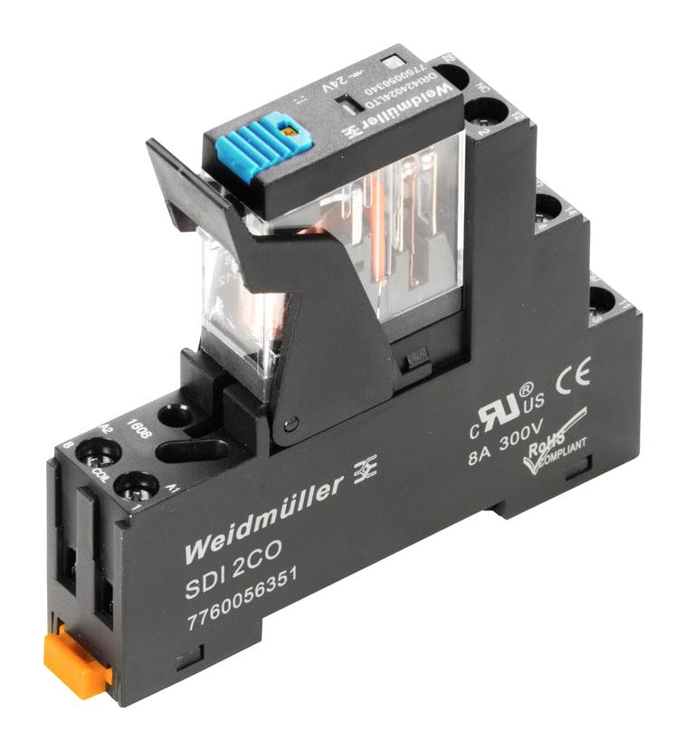 Weidmuller Drikit 12Vdc 1Co Ld/pb Power Relay, Spdt, 10A, 250V, Din Rail