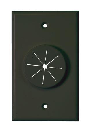 Midlite Products 1Gbk-Gr1 Single Gang Wireport Cable Pass Through Wall Plate With Grommet - Black