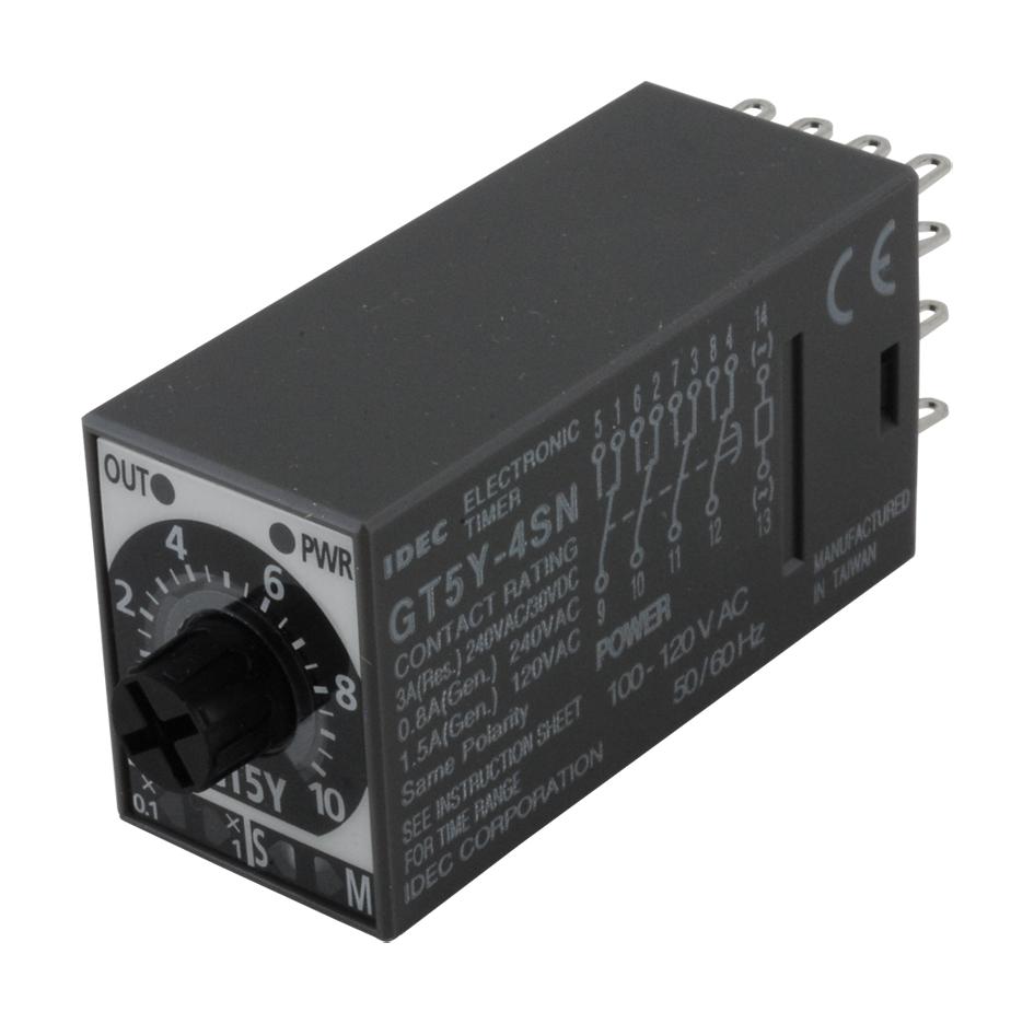 Idec Gt5Y-4Sn1A100 Timers, On Delay, 4Pdt, 3A, 100V To 120V, Plug In