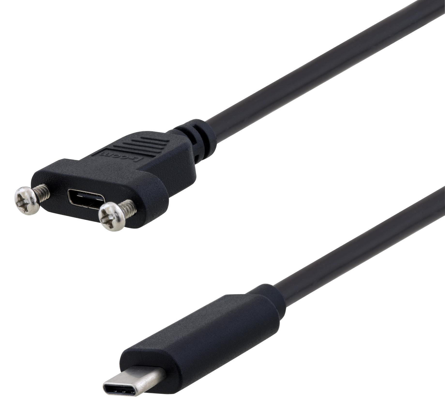 L-Com U3A00057-05M Usb Cable, 3.0 C Plug-Rcpt, 19.7, Black