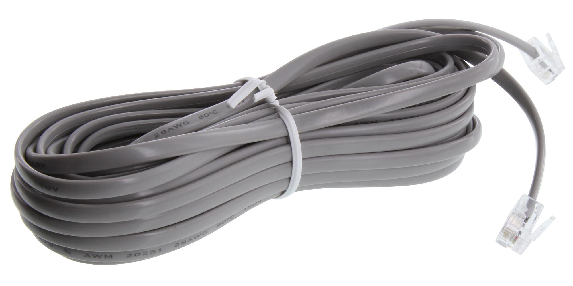 Multicomp 8588-0171A Cable Assembly, Rj11 Plug-Rj11 Plug, 6P4C, 25Ft