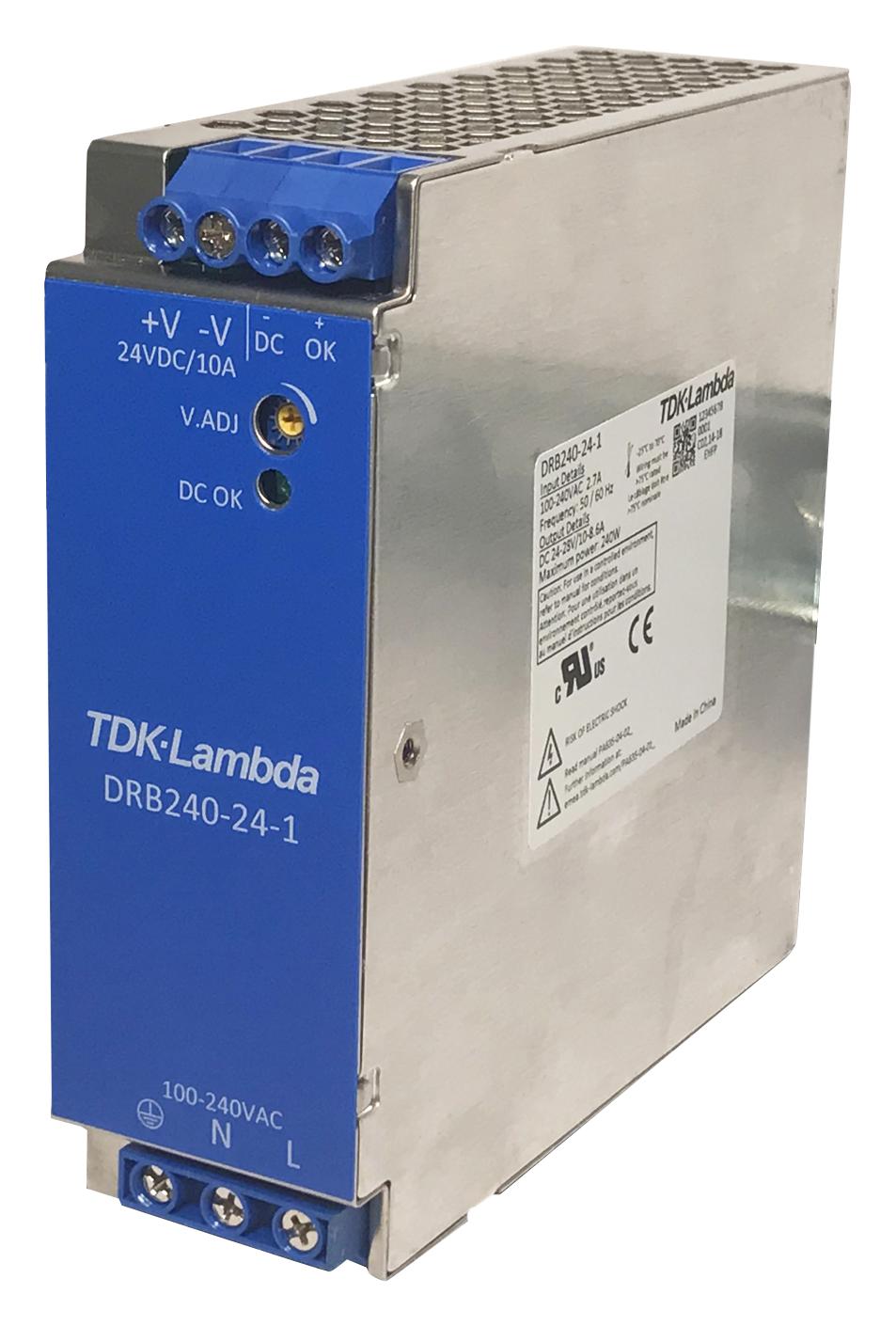 Tdk-Lambda Drb240-24-1. Power Supply, Ac-Dc, 24V, 10A