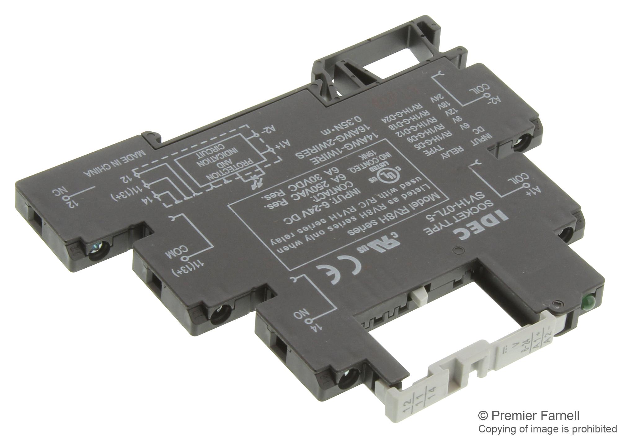 Idec Sv1H-07L-5 Relay Socket, 6A, 250V