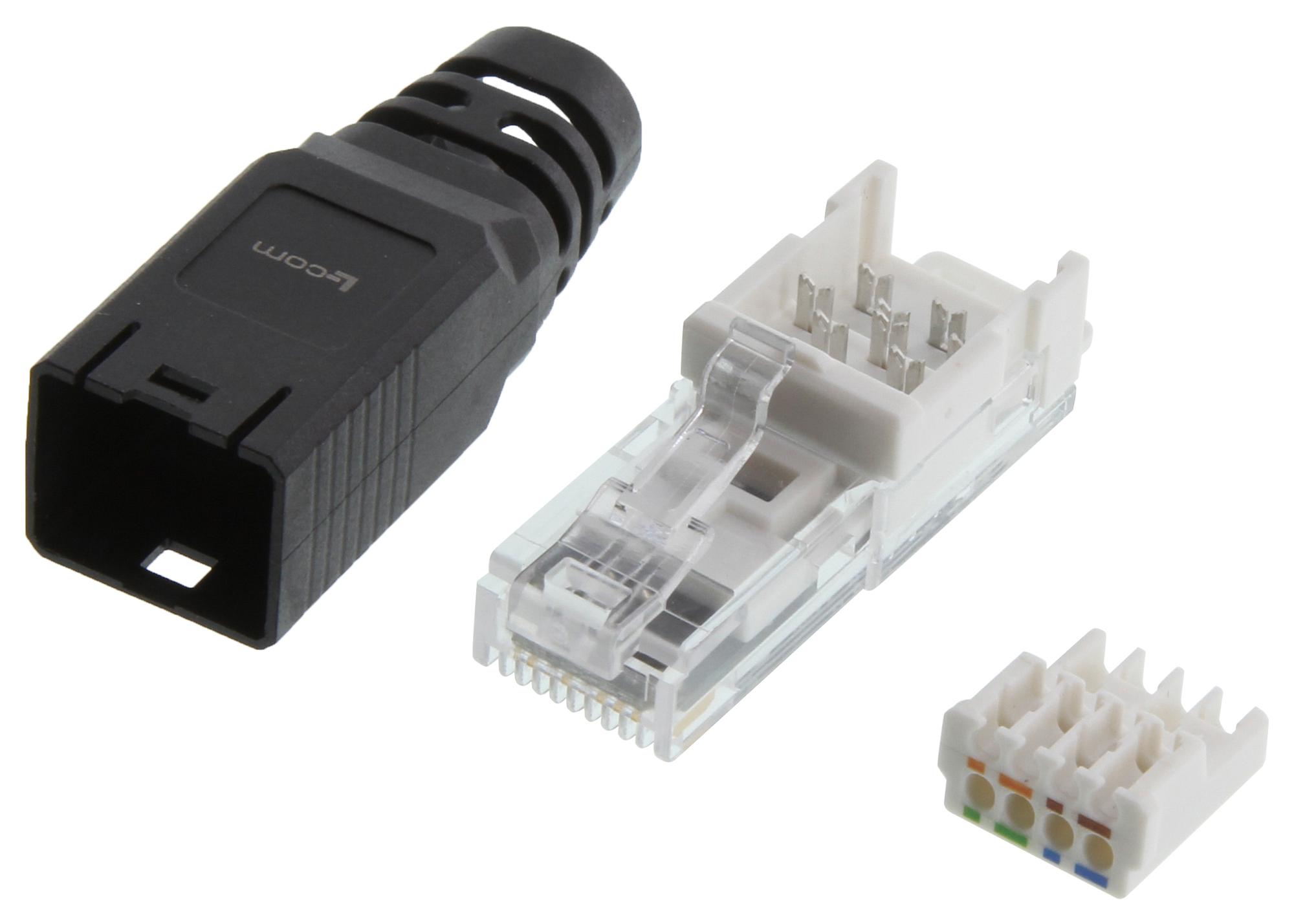 L-Com Tspftc6A Rj45 Conn, Plug, 8P8C, 1Port, Cat6A