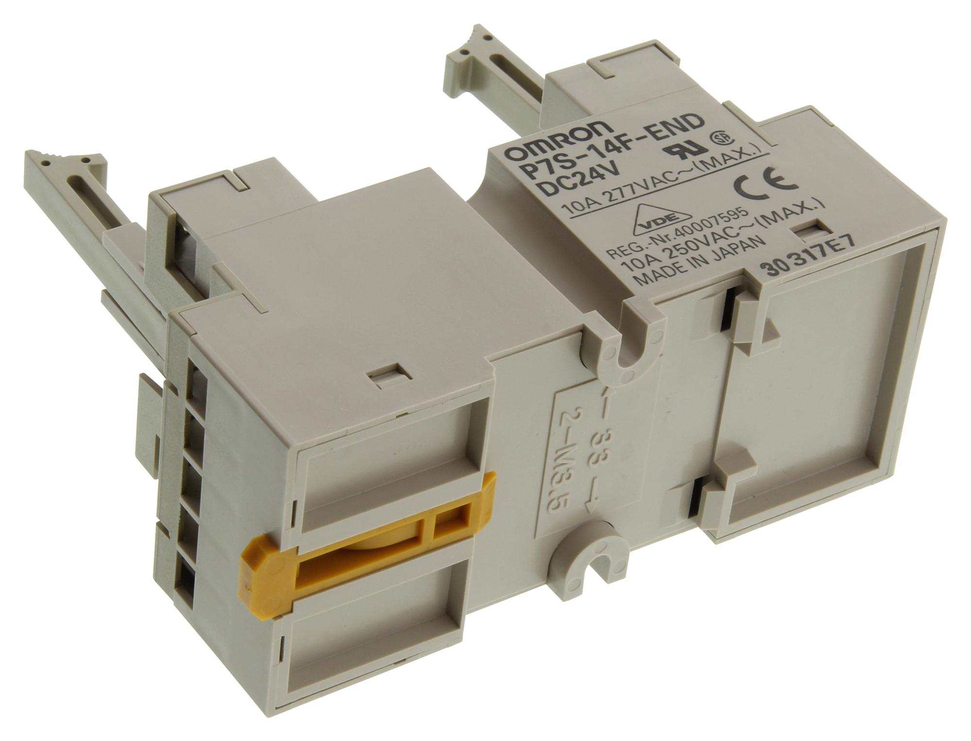 Omron Industrial Automation P7S-14F-End Dc24 Relay Socket, 14Pos, Din Rail, Screw