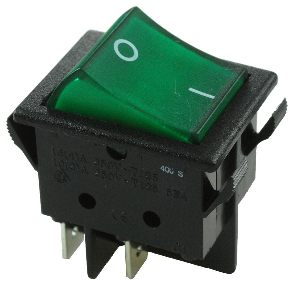 Zf Wrg32F2Fbgln Rocker Switch, Dpst, 16A, 125Vac, Panel