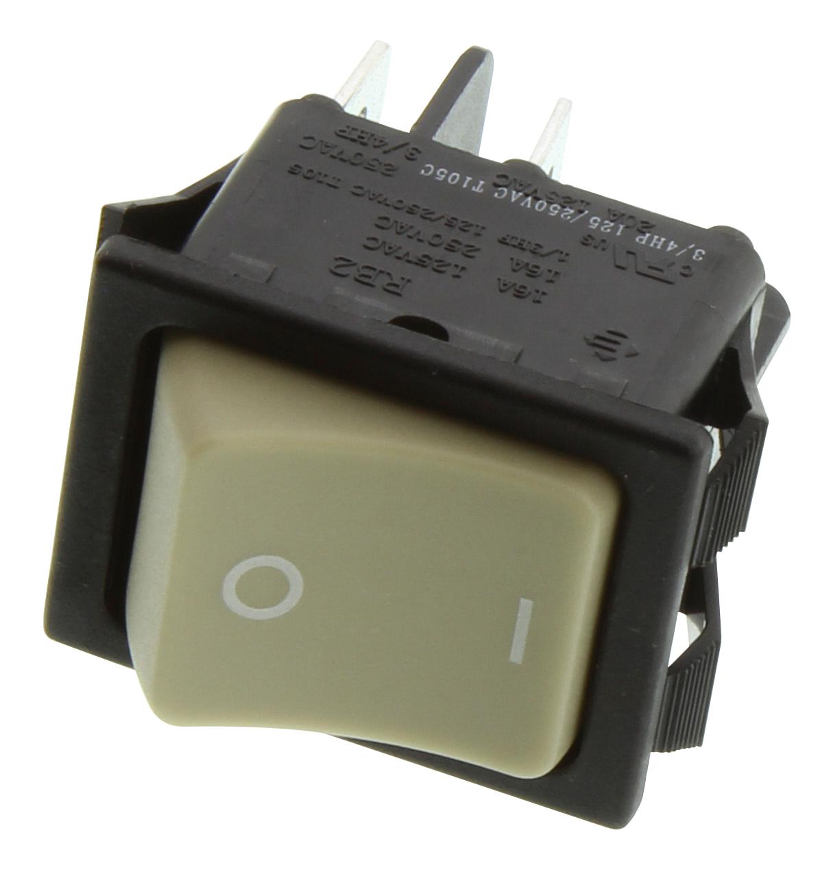 E-Switch Rb242D142R Rocker Switch, Dpst, 20A, 125Vac, Panel