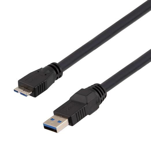 L-Com Cau3Hfamb-Blk-3M Usb Cable, 3.0 A Plug-Micro B Plug, 3M