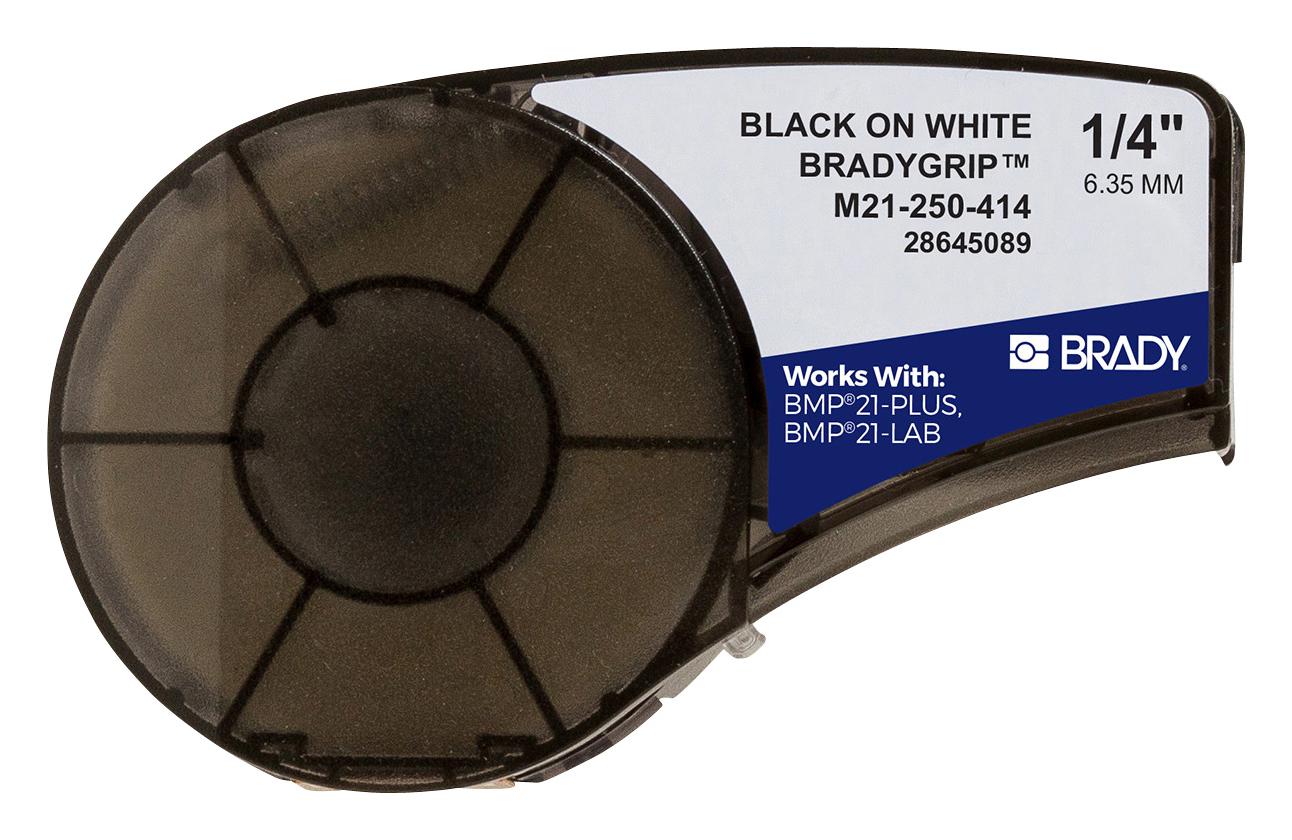 Brady M21-250-414 Label Tape, Pet, 0.25 X 10Ft, Blk/white